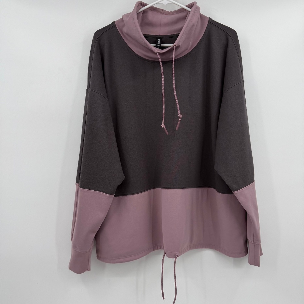 Athleta Two-Tone Hoodie in Mauve and Charcoal